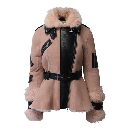 Pre-owned Alexander Mcqueen Leather Jacket In Pink