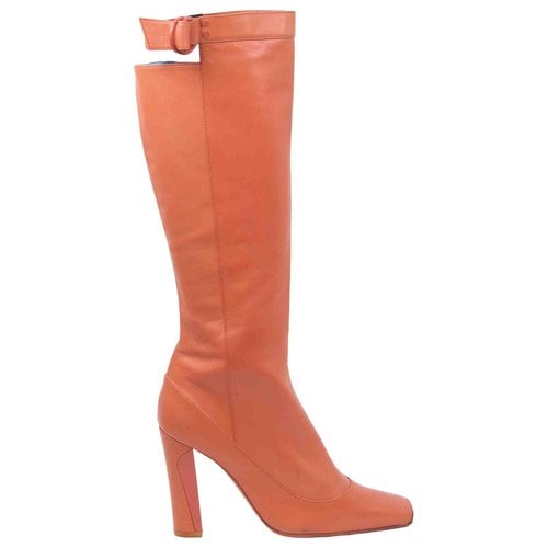 Pre-owned Louis Vuitton Leather Boots In Orange