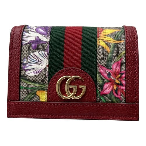 Pre-owned Gucci Ophidia Leather Wallet In Burgundy