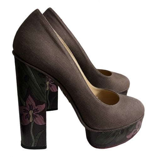 Pre-owned Charlotte Olympia Cloth Heels In Brown