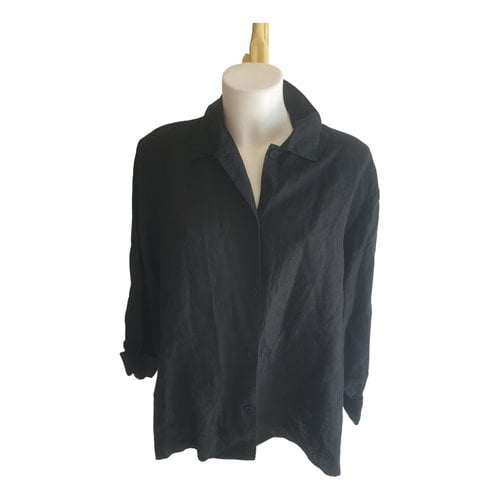 Pre-owned Dkny Linen Shirt In Black