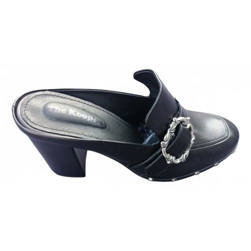 Pre-owned The Kooples Leather Mules In Black
