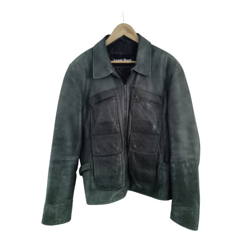 Pre-owned Goosecraft Leather Jacket In Anthracite