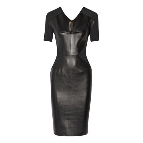Pre-owned Roland Mouret Leather Mid-length Dress In Black