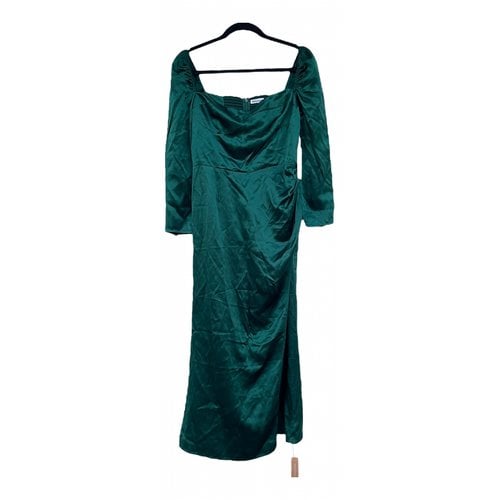 Pre-owned Reformation Silk Mid-length Dress In Green