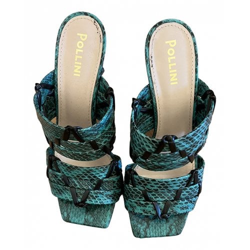 Pre-owned Pollini Leather Sandals In Green