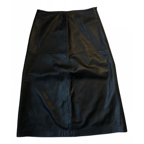 Pre-owned Whistles Leather Mid-length Skirt In Black