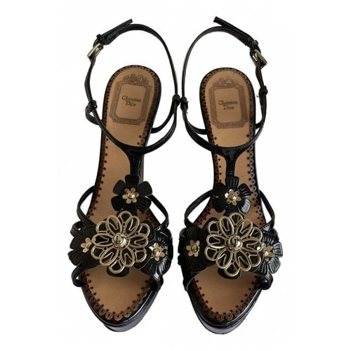Pre-owned Dior Patent Leather Sandals In Black