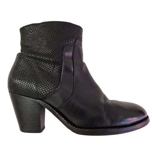 Pre-owned H By Hudson Leather Ankle Boots In Black