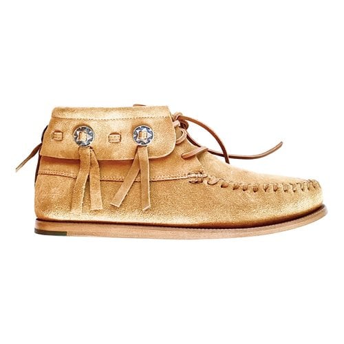Pre-owned Saint Laurent Mocassin Boots In Camel