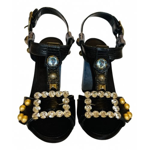 Pre-owned Dolce & Gabbana Leather Sandal In Black