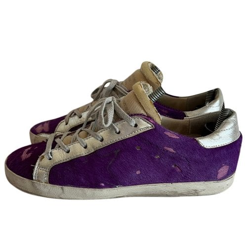 Pre-owned Golden Goose Superstar Faux Fur Trainers In Purple