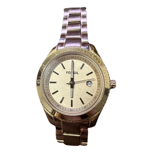 Pre-owned Fossil Watch In Gold