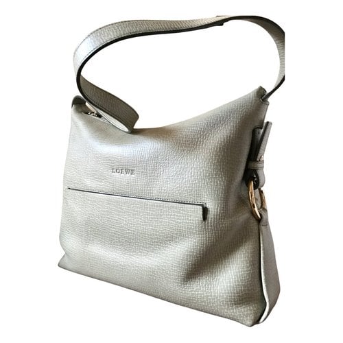 Pre-owned Loewe T Shopper Leather Crossbody Bag In White