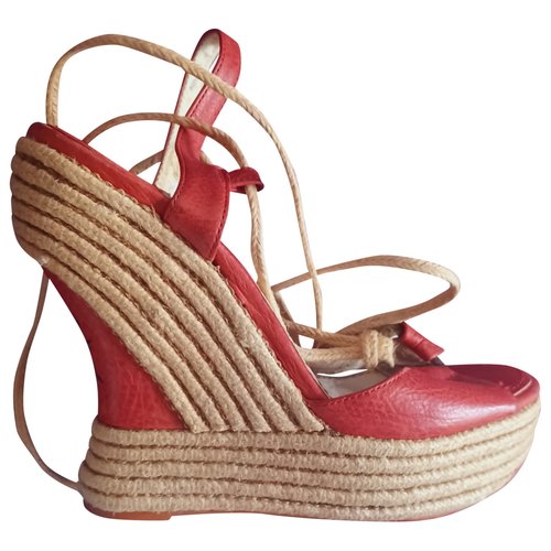Pre-owned Terry De Havilland Leather Espadrilles In Red