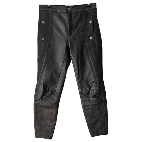 Pre-owned Chloé Leather Slim Pants In Black