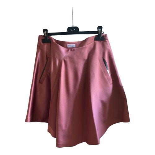 Pre-owned Brunello Cucinelli Silk Mini Skirt In Pink
