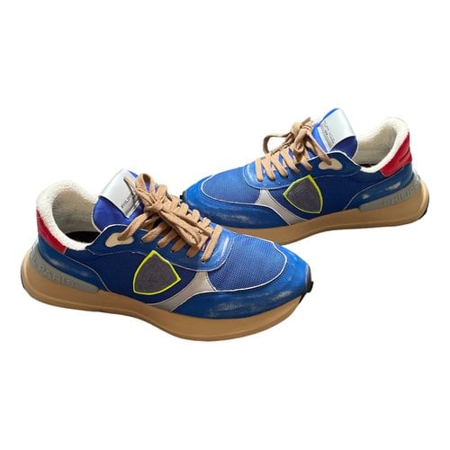 Pre-owned Philippe Model Patent Leather Low Trainers In Blue