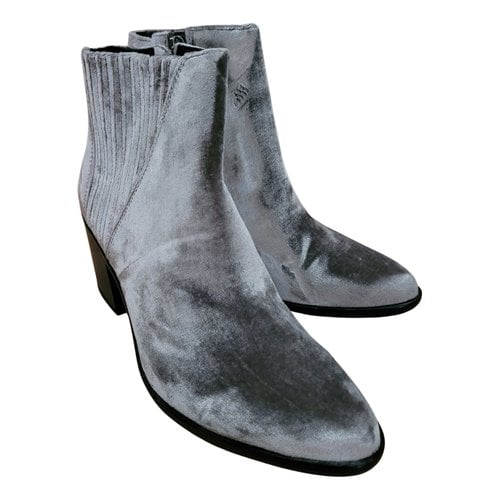 Pre-owned Calvin Klein Cloth Ankle Boots In Silver