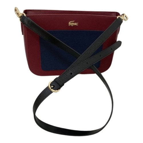 Pre-owned Lacoste Leather Crossbody Bag In Burgundy
