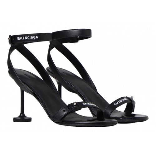 Pre-owned Balenciaga Leather Sandal In Black