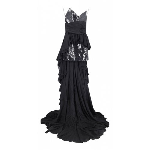 Pre-owned Balmain Silk Maxi Dress In Black