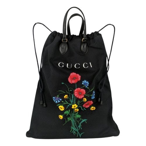 Pre-owned Gucci Marmont Cloth Backpack In Black