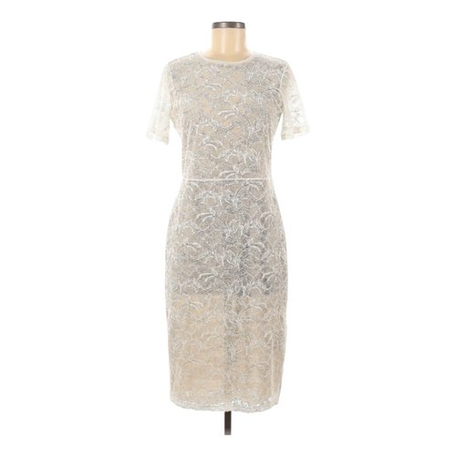 Pre-owned Raquel Allegra Lace Mid-length Dress In White