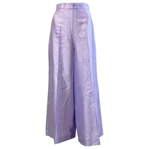 Pre-owned Max Mara Silk Straight Pants In Purple