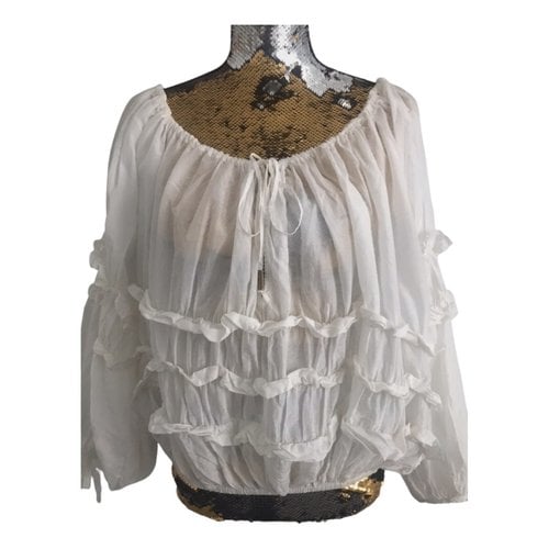 Pre-owned Guess Silk Blouse In White
