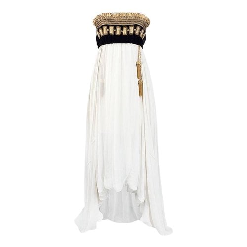 Pre-owned Dolce & Gabbana Silk Maxi Dress In White