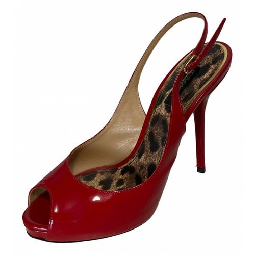 Pre-owned Dolce & Gabbana Patent Leather Sandals In Red