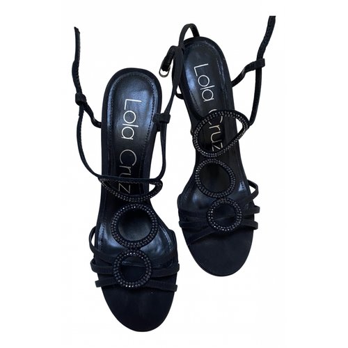 Pre-owned Lola Cruz Glitter Sandals In Black