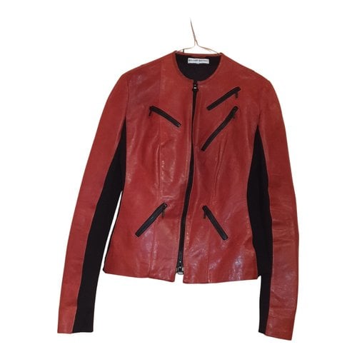 Pre-owned Roland Mouret Leather Biker Jacket In Red