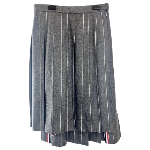 Pre-owned Thom Browne Wool Mid-length Skirt In Grey