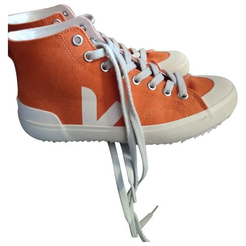 Pre-owned Veja Cloth Trainers In Orange