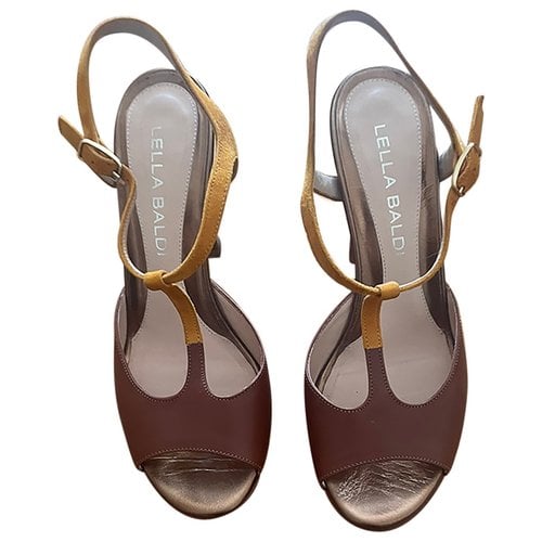 Pre-owned Lella Baldi Leather Sandals In Brown
