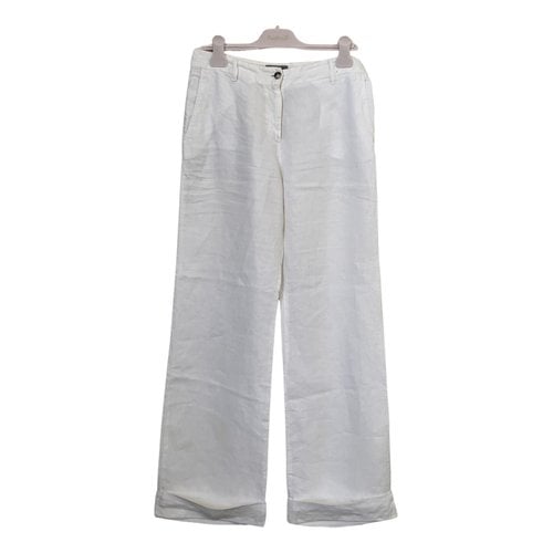 Pre-owned Alberto Biani Linen Large Pants In White