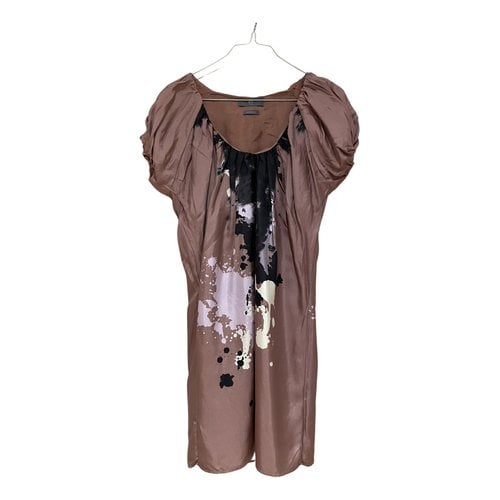 Pre-owned Mcq By Alexander Mcqueen Silk Mini Dress In Brown