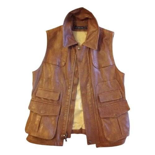 Pre-owned Ralph Lauren Leather Cardi Coat In Brown