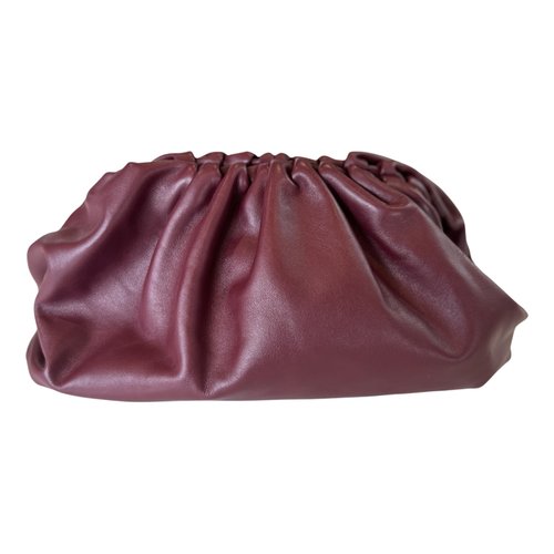 Pre-owned Bottega Veneta Leather Clutch Bag In Burgundy
