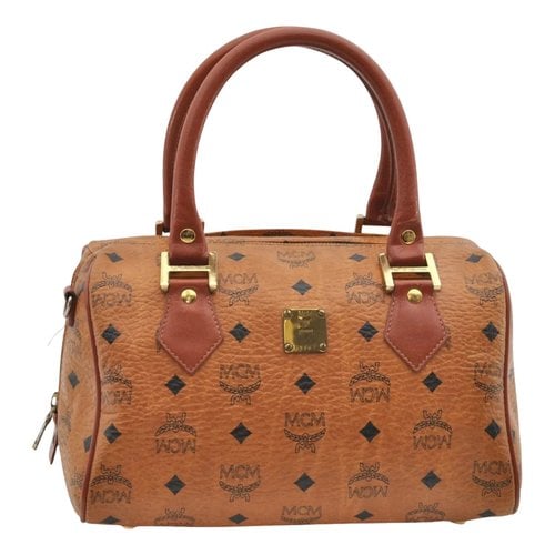 Pre-owned Mcm Boston Leather Handbag In Brown