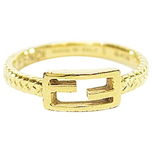 Pre-owned Fendi Ff Ring In Gold