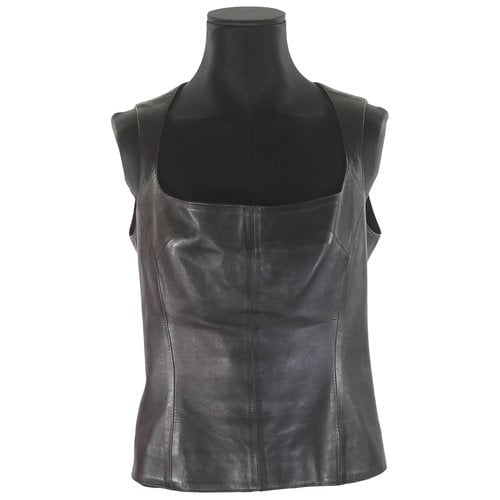 Pre-owned Joseph Leather Top In Brown