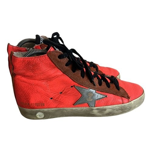 Pre-owned Golden Goose Francy Cloth Trainers In Orange