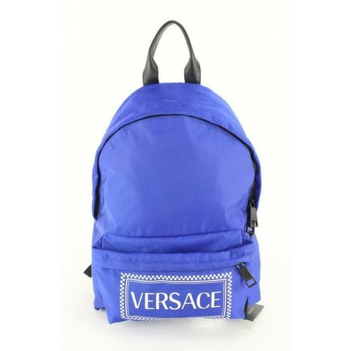 Pre-owned Versace Leather Backpack In Purple