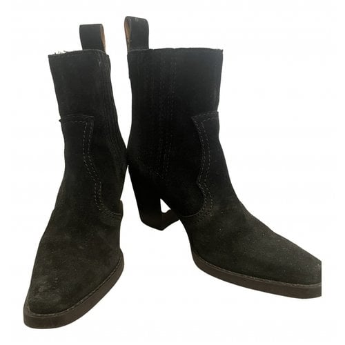 Pre-owned Ganni Ankle Boots In Black