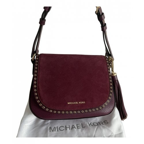 Pre-owned Michael Kors Brooklyn Leather Crossbody Bag In Burgundy