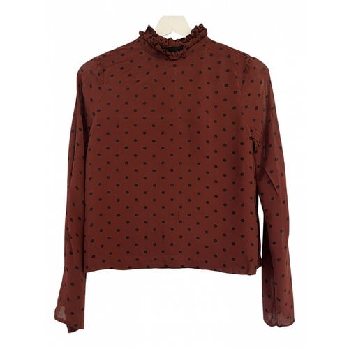 Pre-owned Ganni Blouse In Burgundy