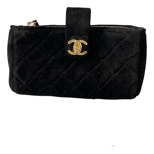 Pre-owned Chanel Velvet Clutch Bag In Black